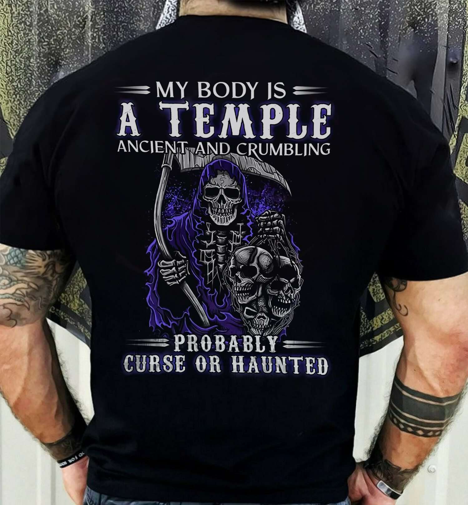 My body is a temple - Ancient and crumbling probably curse or haunted, Head hunter evil