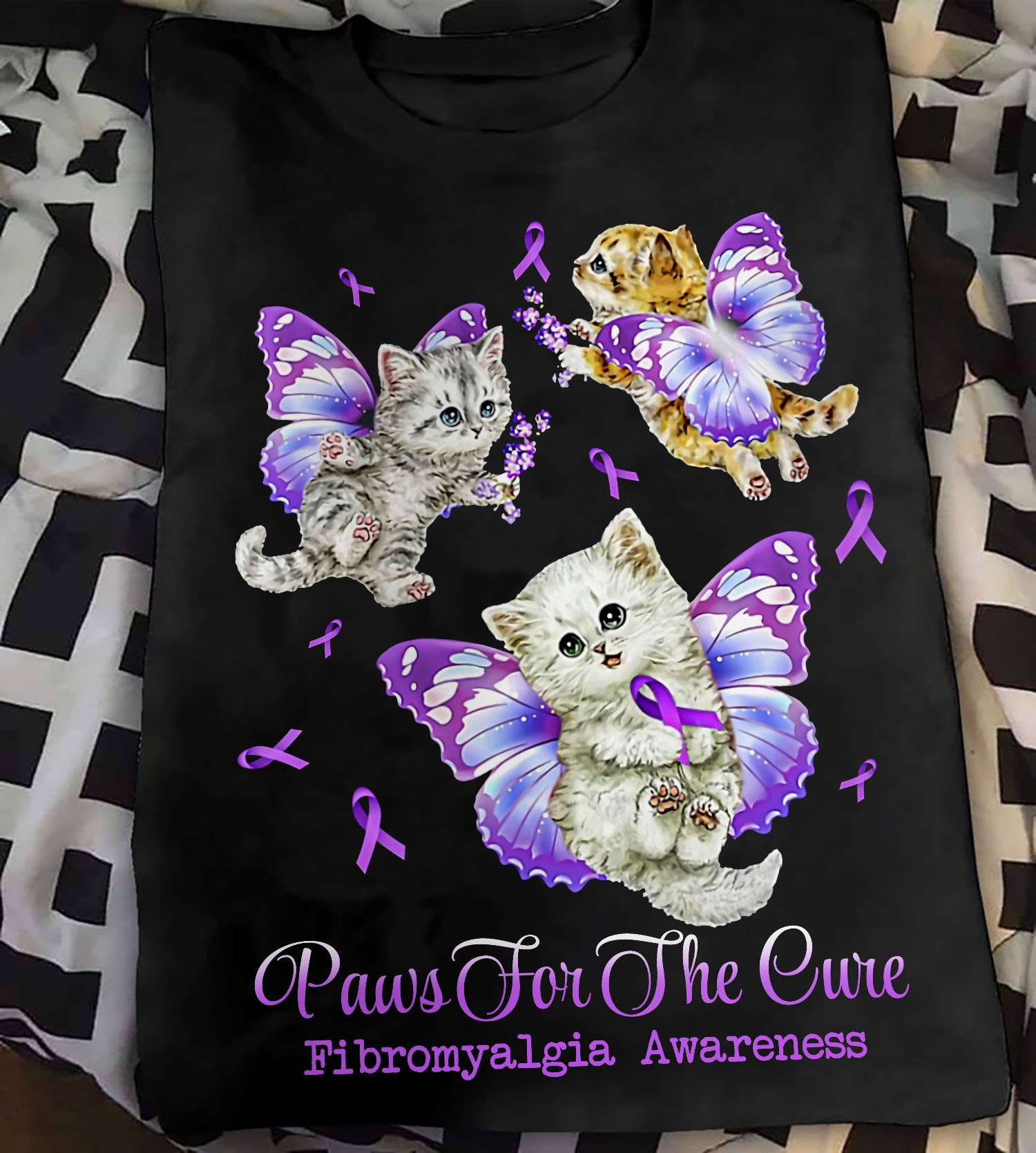 Paws for the cure - Fibromyalgia awareness, kitty cat with wings