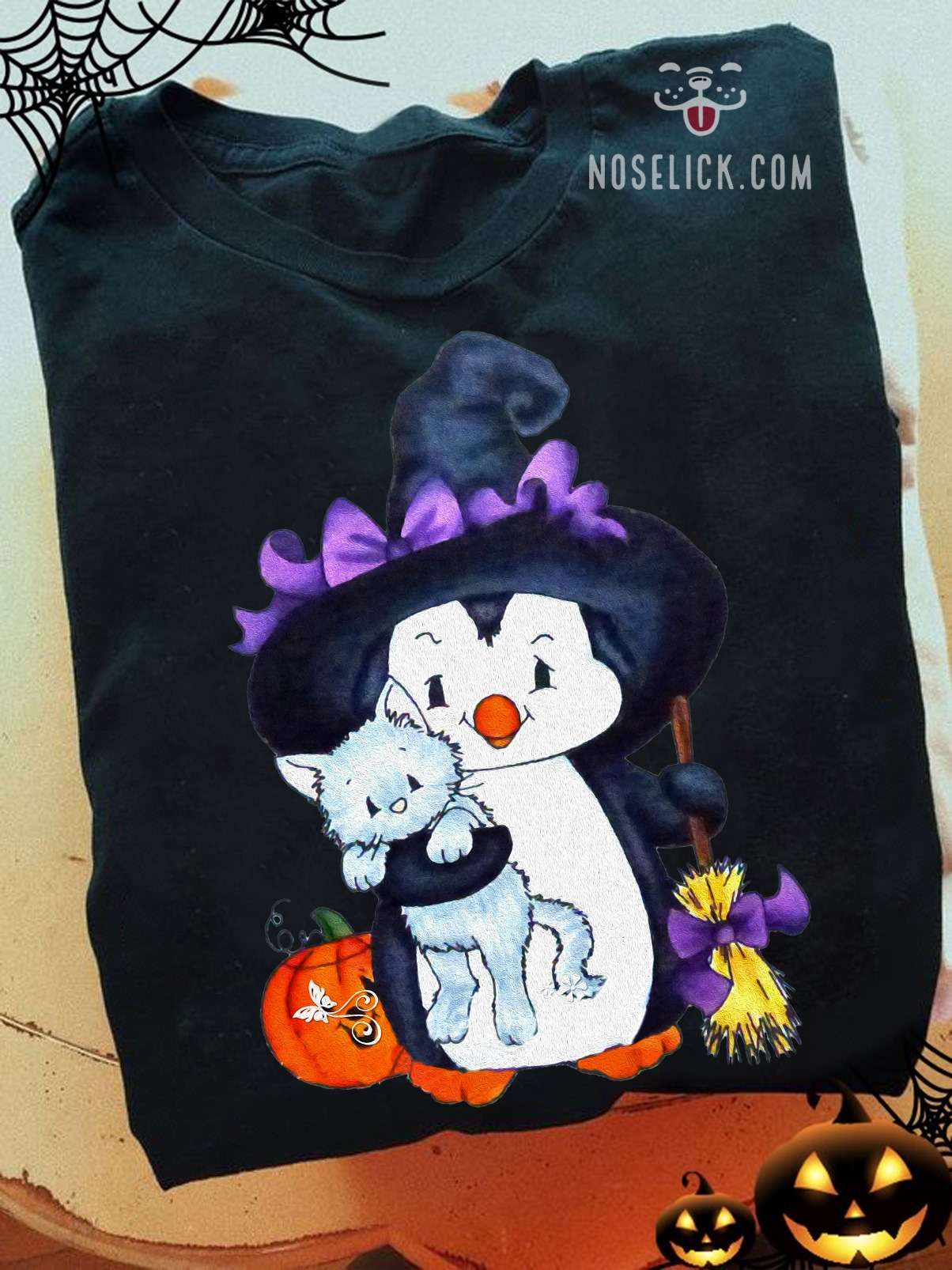 Penguin and cat - Halloween penguin witch, Happy Halloween gift