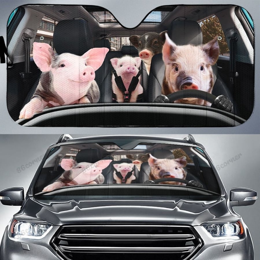 Pig Famiy, Pig Auto Sun Shade, Pig Lover