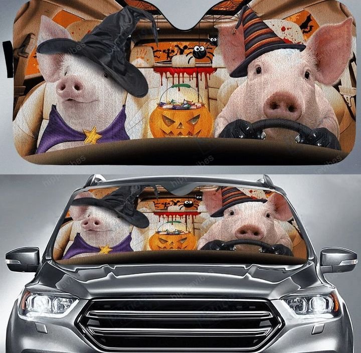 Pig Halloween, Pig Couple, Pig Auto Sun Shade