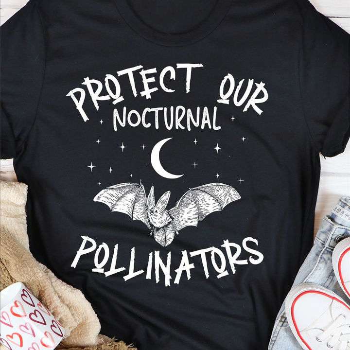 Protect our nocturnal pollinators - Nocturnal bat animal, bat and the moon