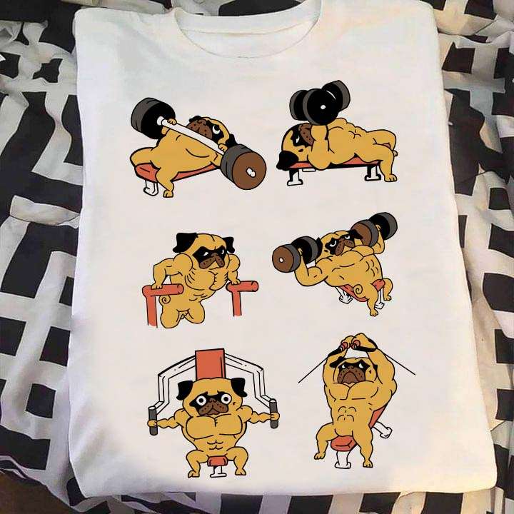 Pug dog bodybuilding - Muscle pug dog, love lifting T-shirt