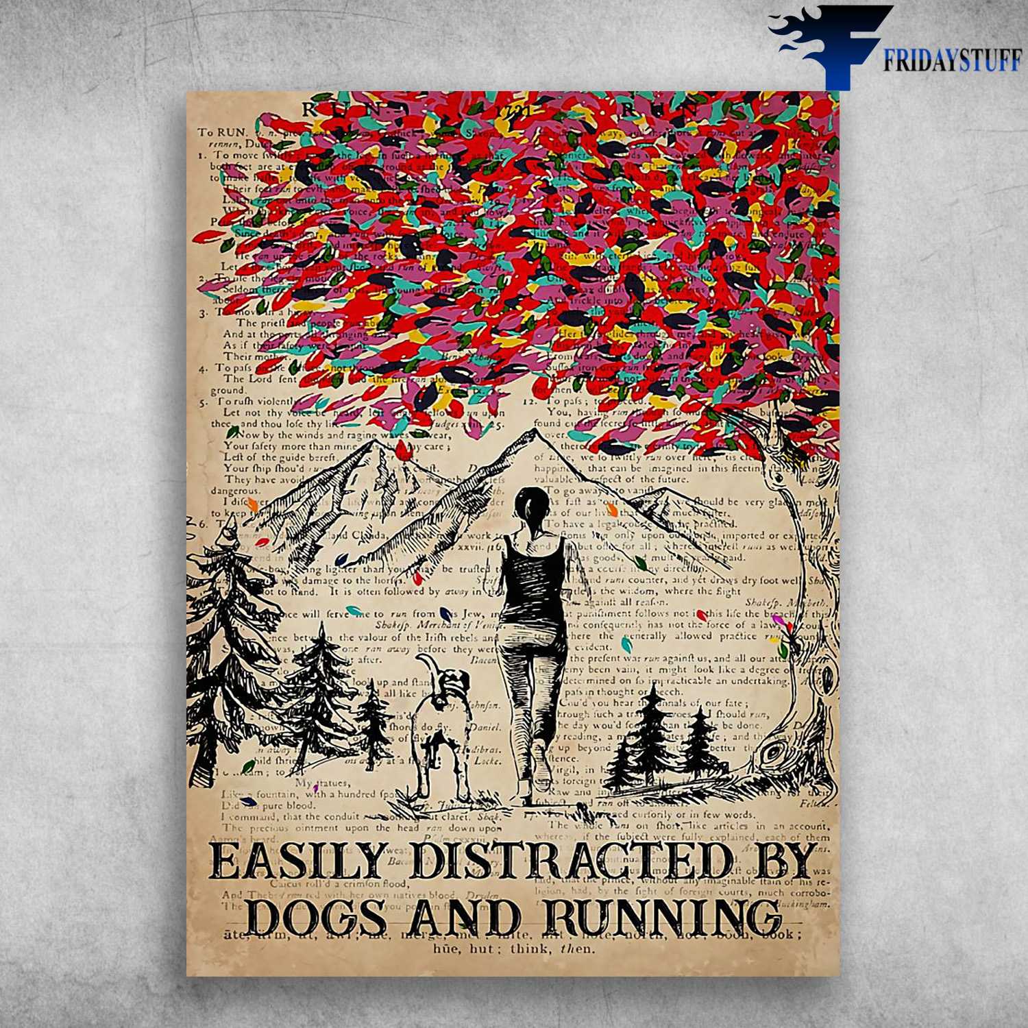 Running Poster, Rinning With Dog - Easily Distracted By, Dog And Running, Dog Lover