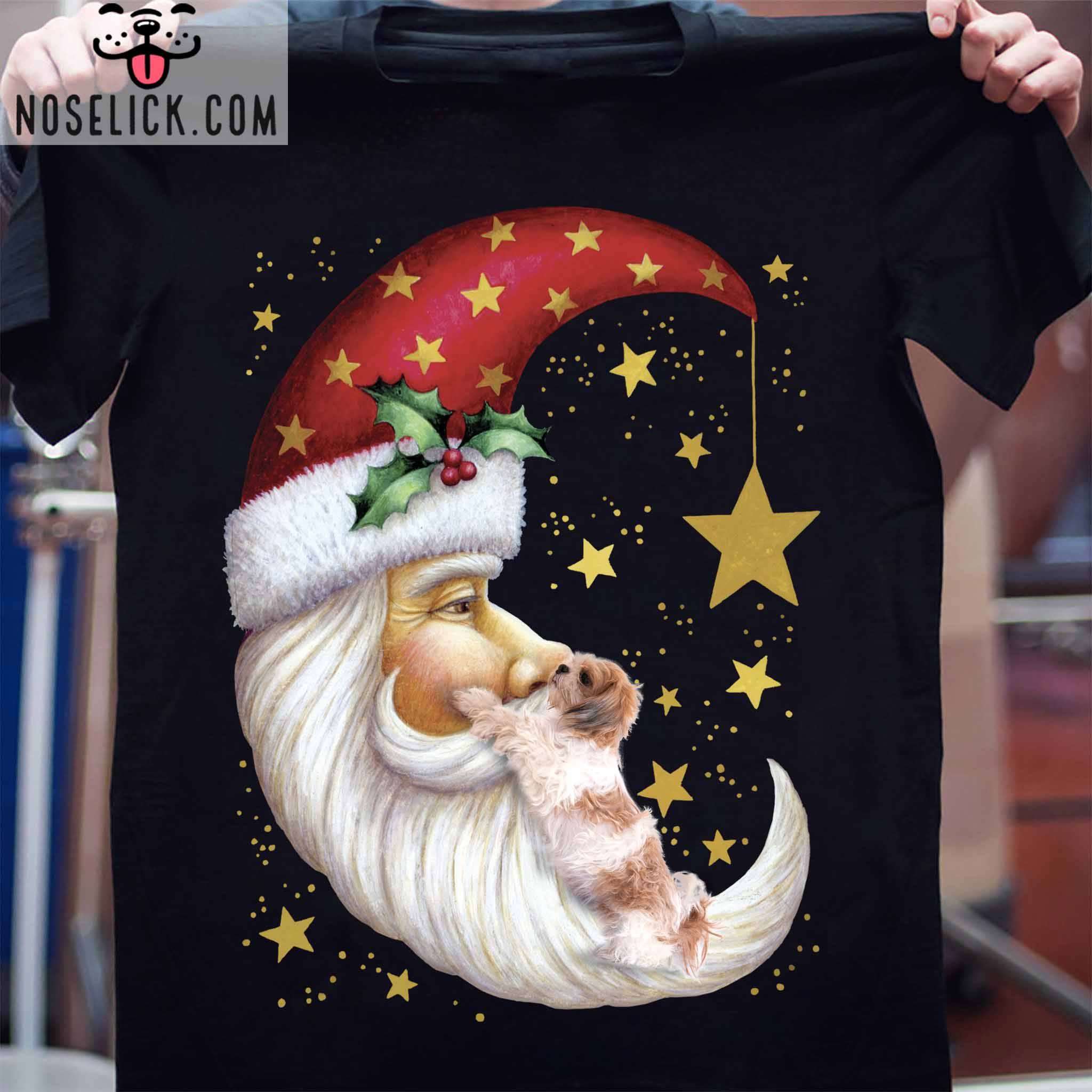Santa claus the Moon - Merry Christmas with Shih Tzu, Shih Tzu dog