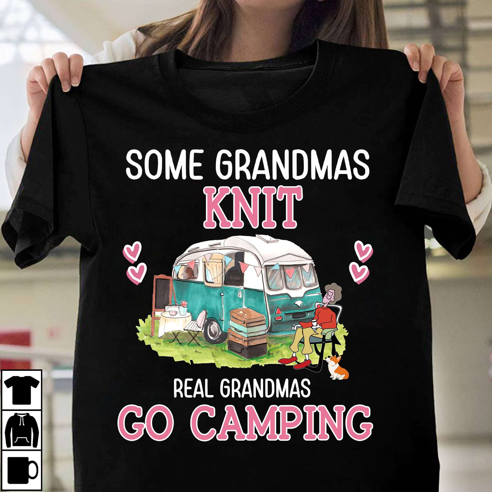 Some grandmas knit real grandmas go camping - Grandma camper for life, camping with dog
