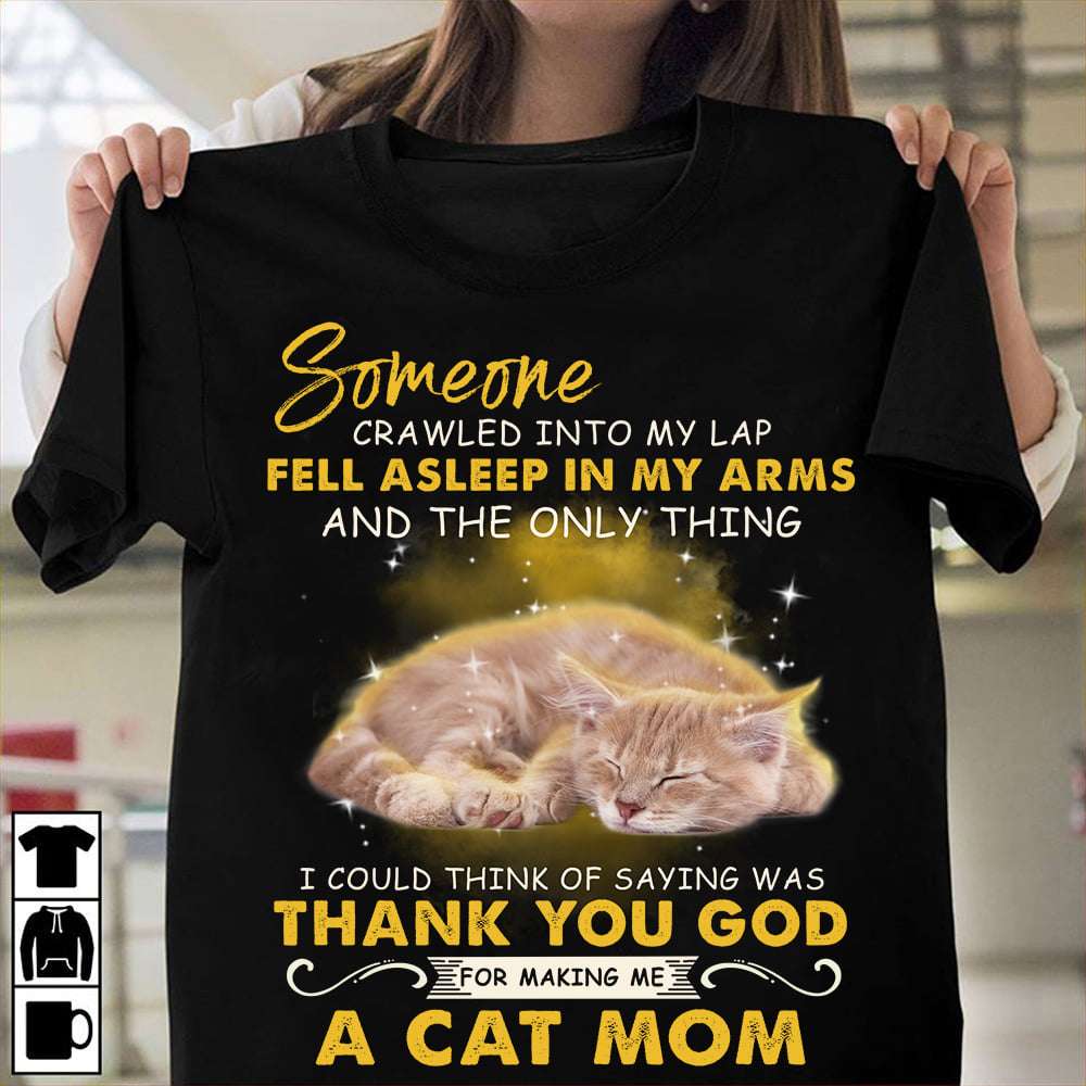 Someone crawled into my lap, fell asleep in my arms - Sleeping cat, cat mom gift