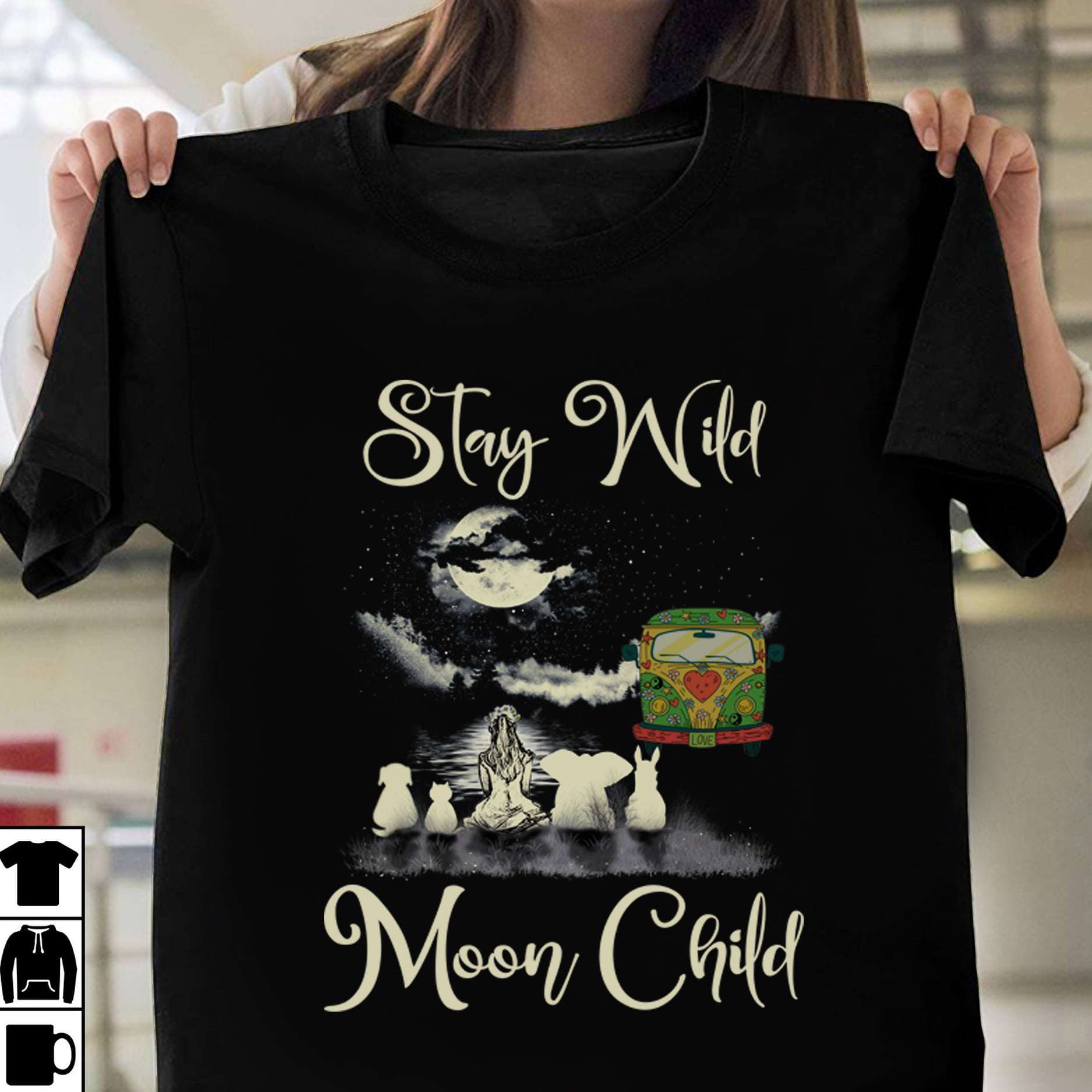 Stay wild moon child - Hippie lifestyle, watching the moon with animals