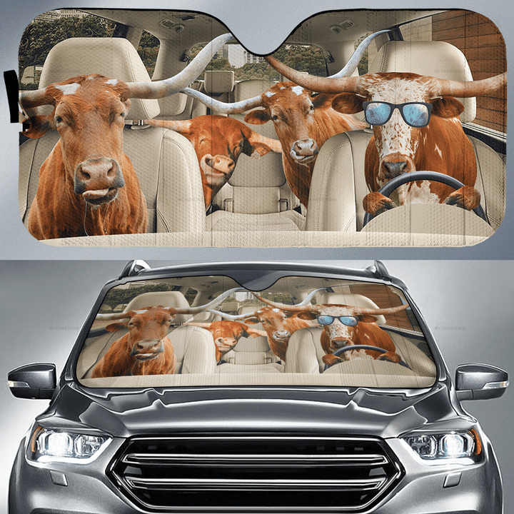 Texas Longhorn, Cow Family, Cow Auto Sun Shade