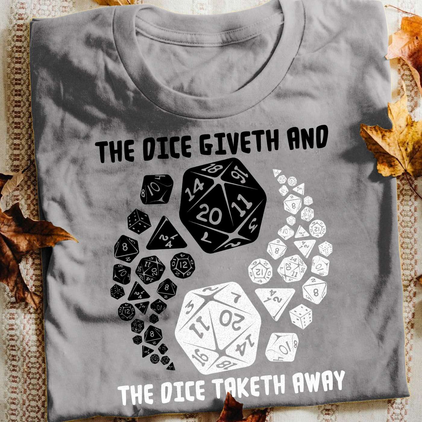The dice giveth and the dice taketh away - Black white rolling dice, DnD games