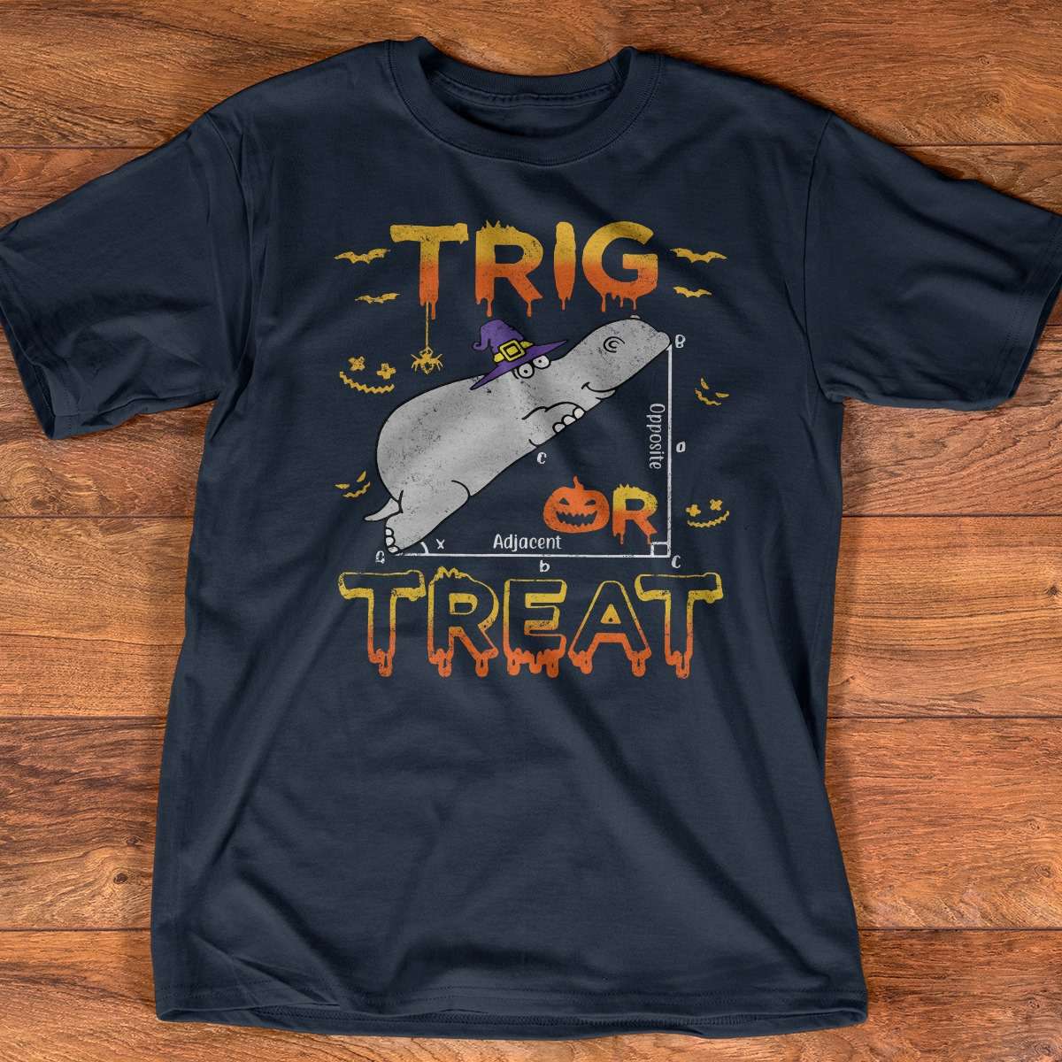 Trig or treat - Halloween trick or treat, Halloween hippo witch