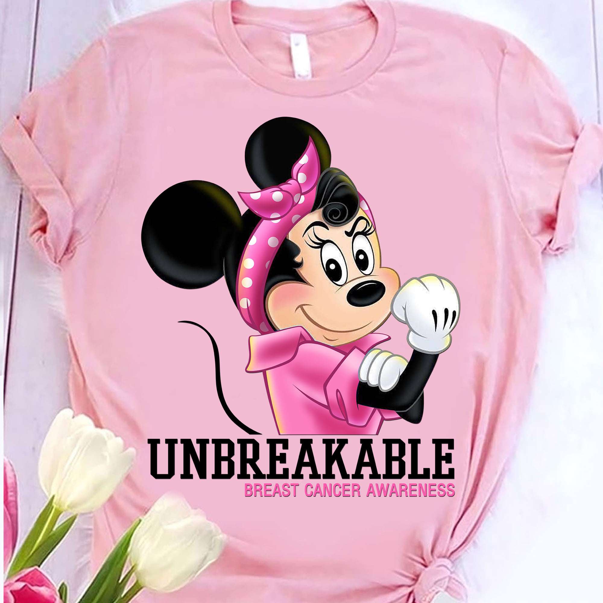 Unbreakable Minnie mouse - Strong breast cancer warrior, breast cancer awareness