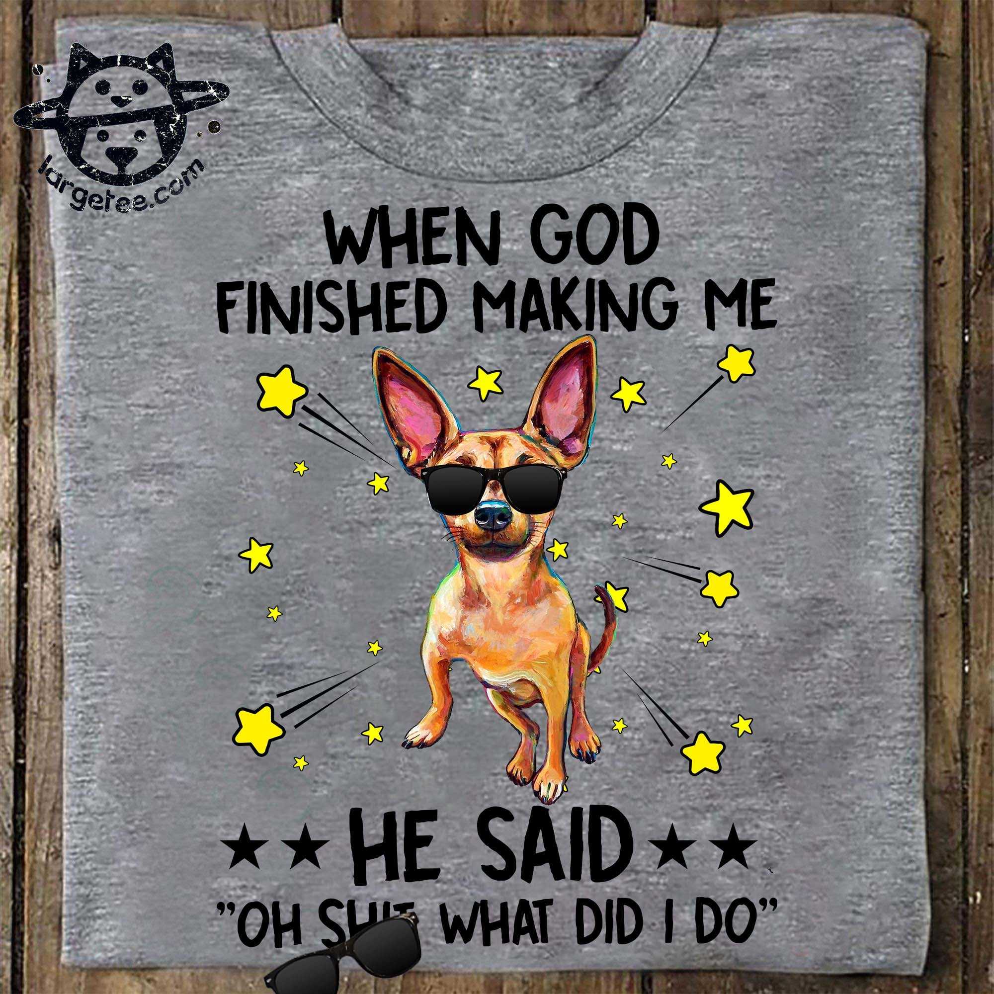 When god finished making me he said ''Oh shit, what did I do'' - Chihuahua dog
