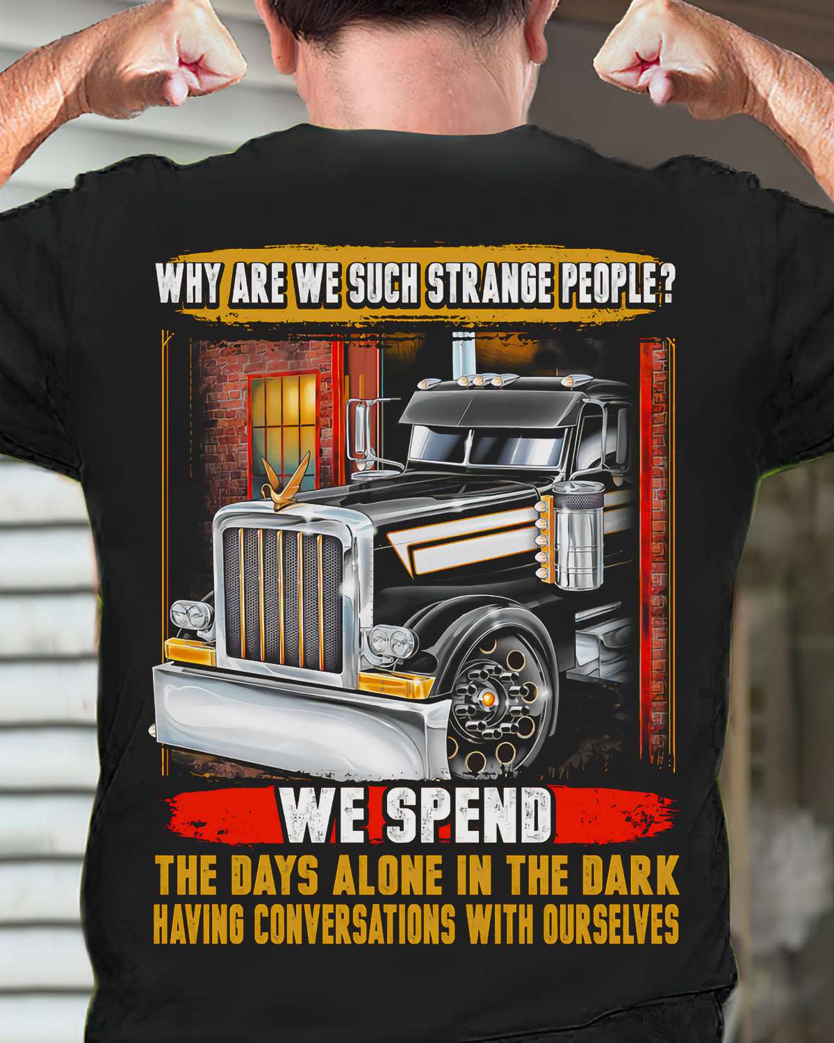 Why are we such strange people, we spend the days alone in the dark - Truck driver the job, giant truck