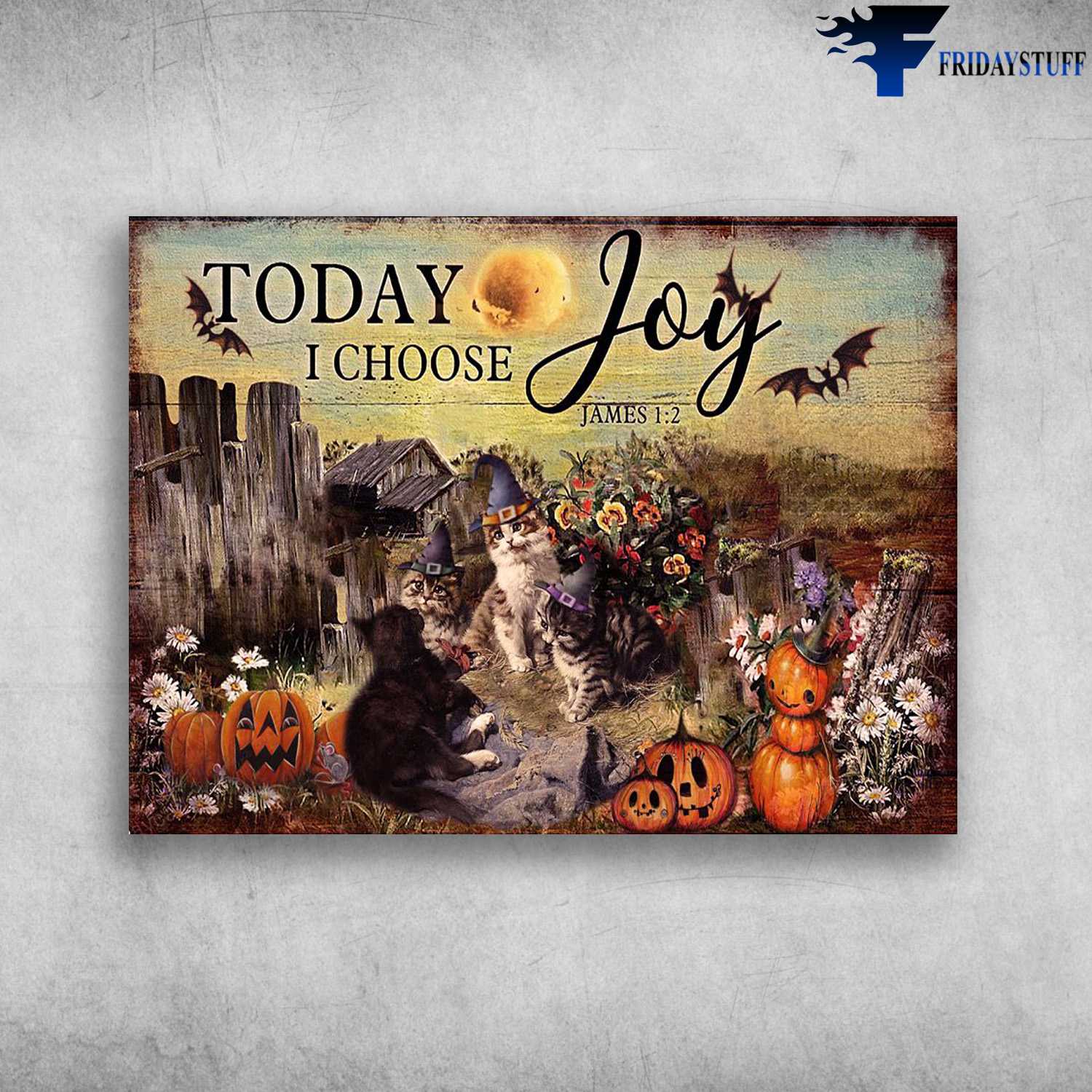Witch Cat, Pumpkin Halloween - Today I Choose Joy