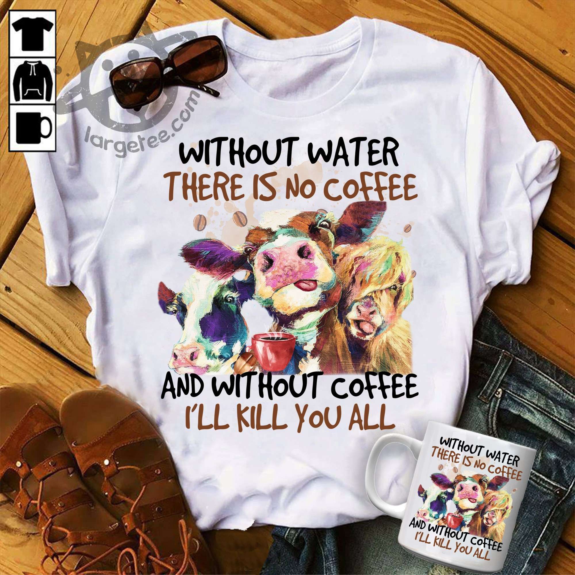 Without water there is no coffee and without coffee I'll kill you all - Cow and coffee