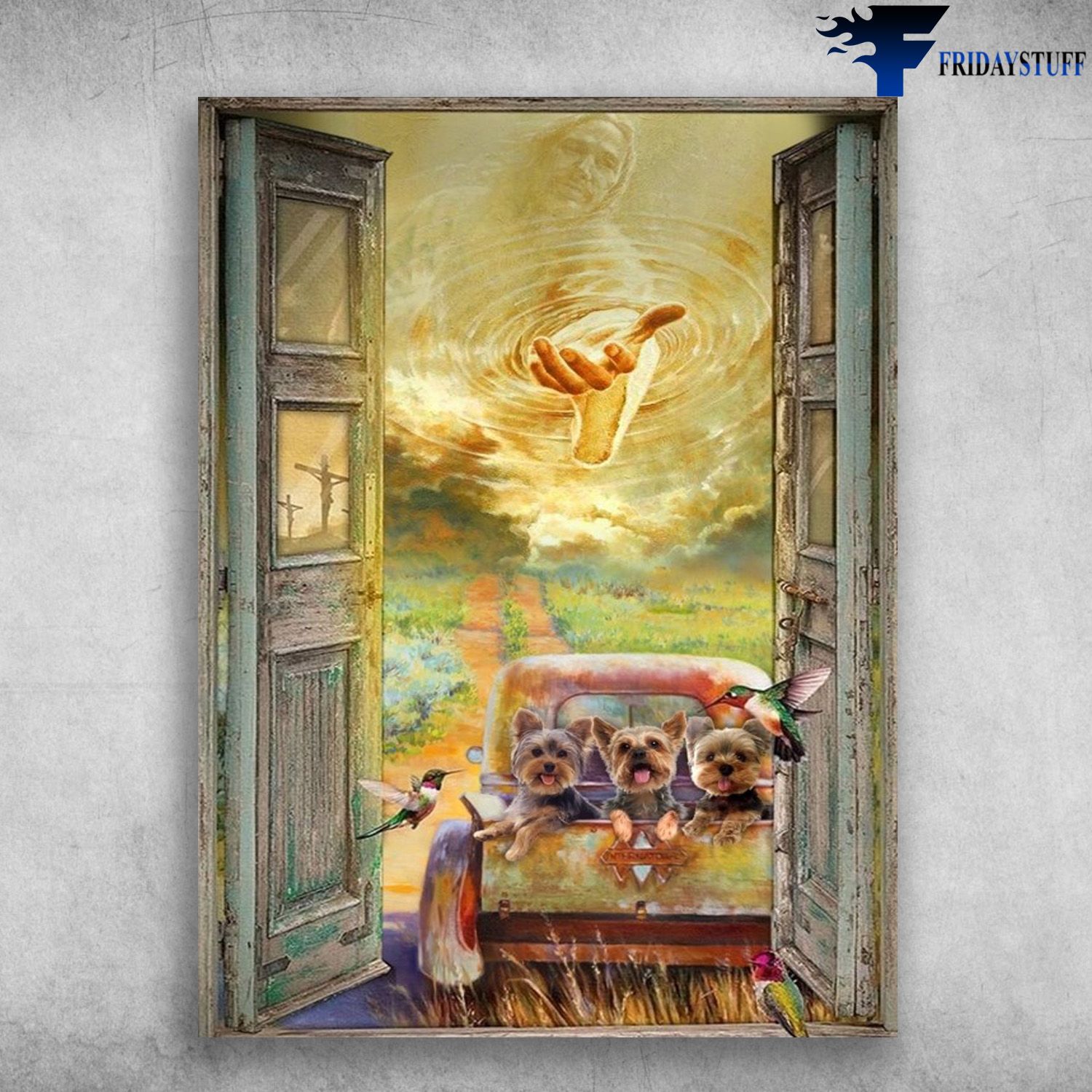 Yorkshire Terrier, Hummingbird Poster, God Outside Window, Jesus Dog Lover