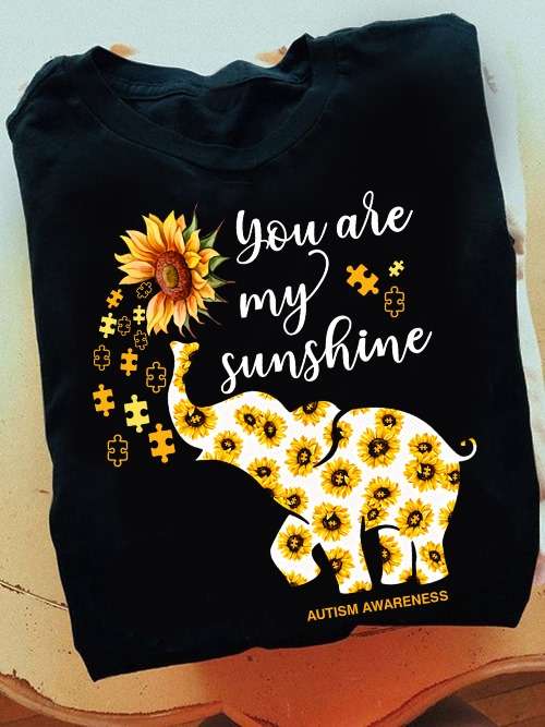 You are my sunshine - Autism awareness, Elephant autism, sunflower elephant ribbon