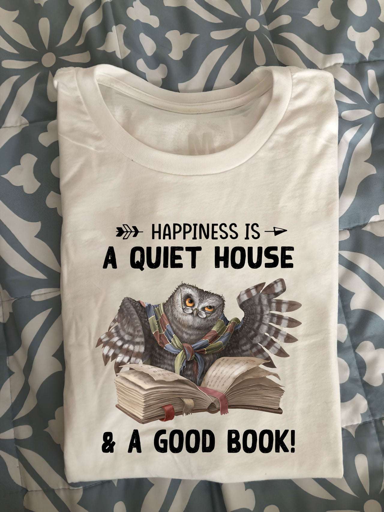 Old Owl Read Book - Happiness a quiet house and a good book
