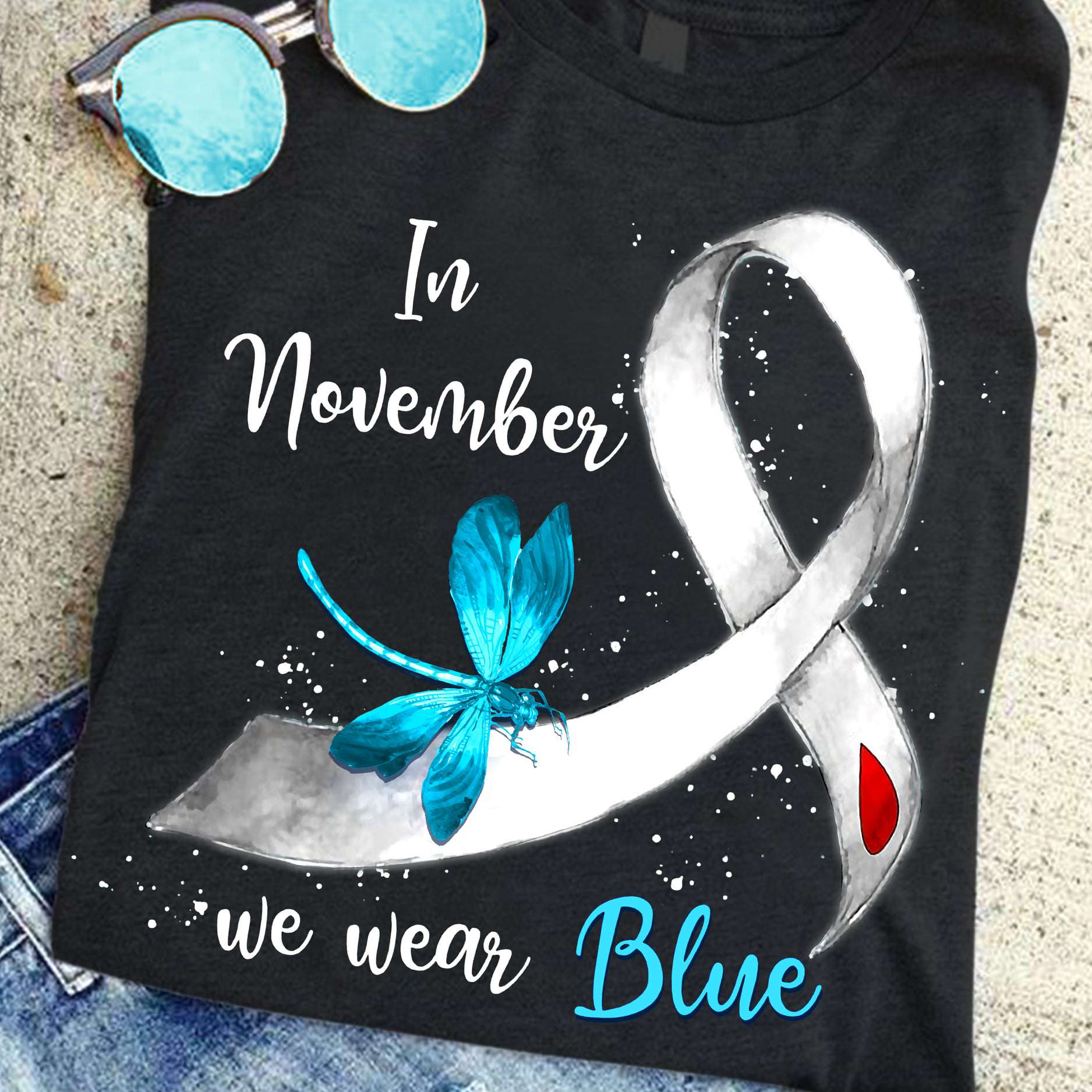 Dragonfly Ribbon Diabetes - In november we wear blue