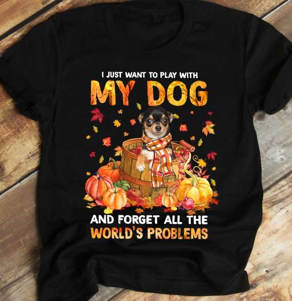 Autumn Chihuahua Costume, Fall Season - I just want to play with my dog and forget all the world's problems