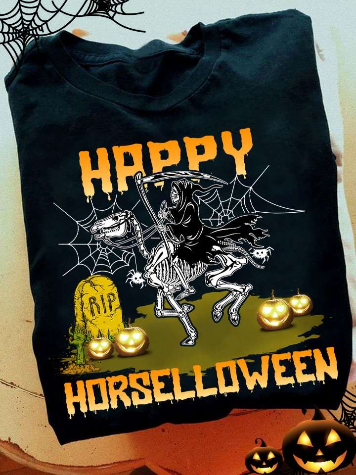 God Of Death Ride Skeleton Horse - Happy horselloween