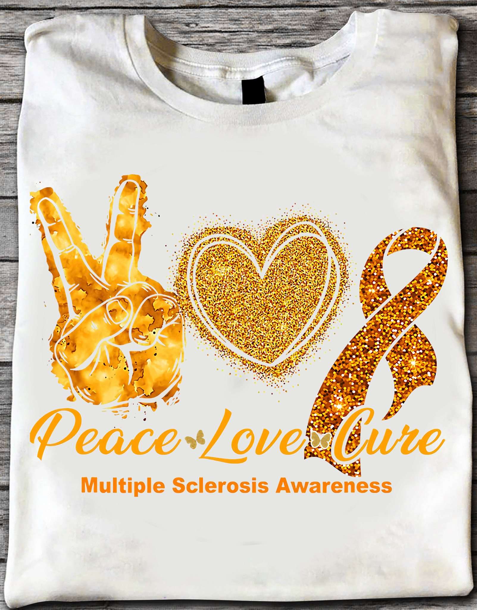 Multiple Sclerosis Ribbon - Peace love cure multiple sclerosis awareness