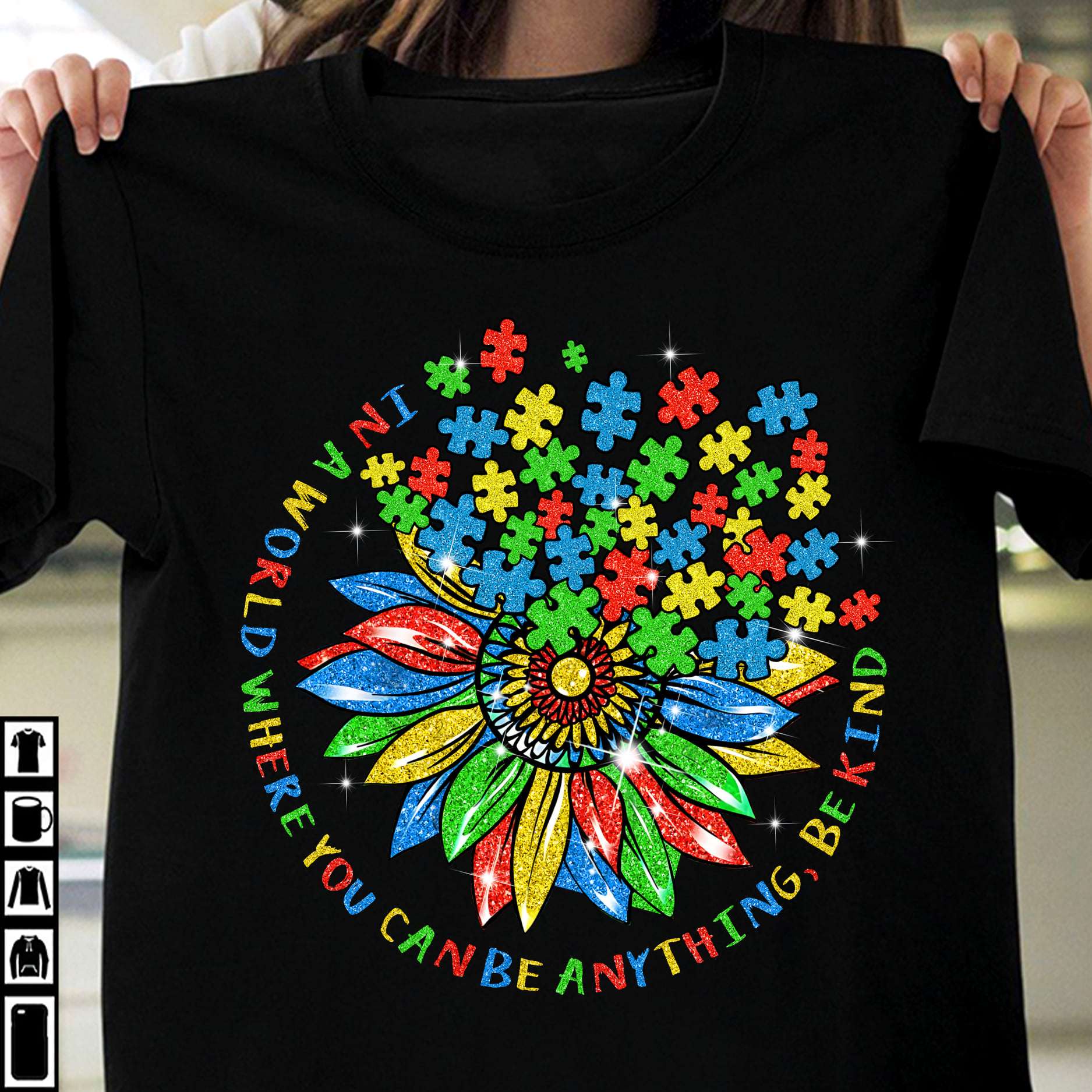 Sunflower Autism Symbol - In a world where you can be anything be kind