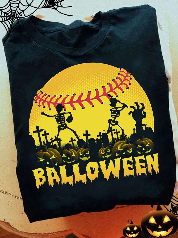 Skeleton Playing Baseball, Halloween Costume - Balloween