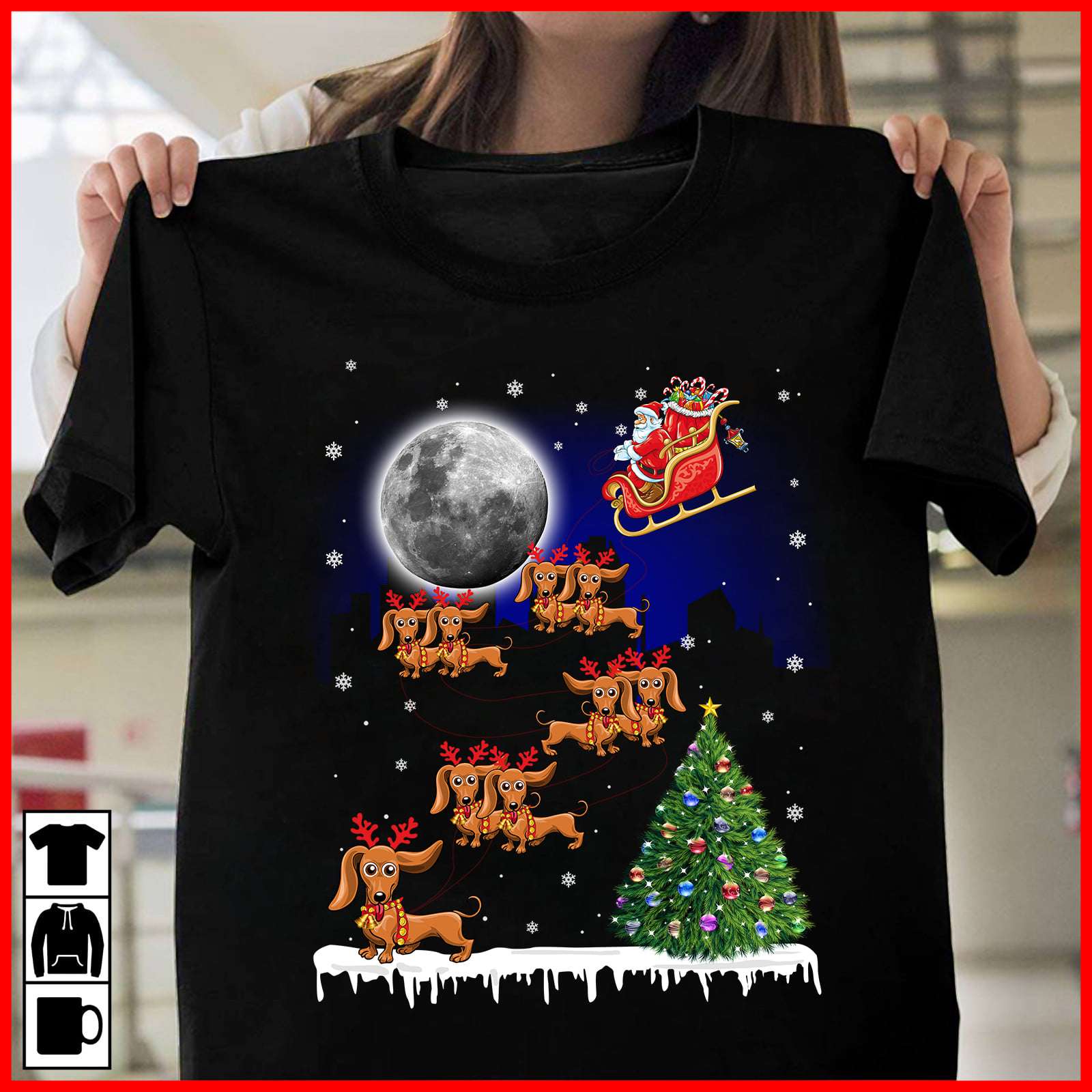 Reindeer Dachshund, Santa Claus - Christmas Night, Gift Christmas