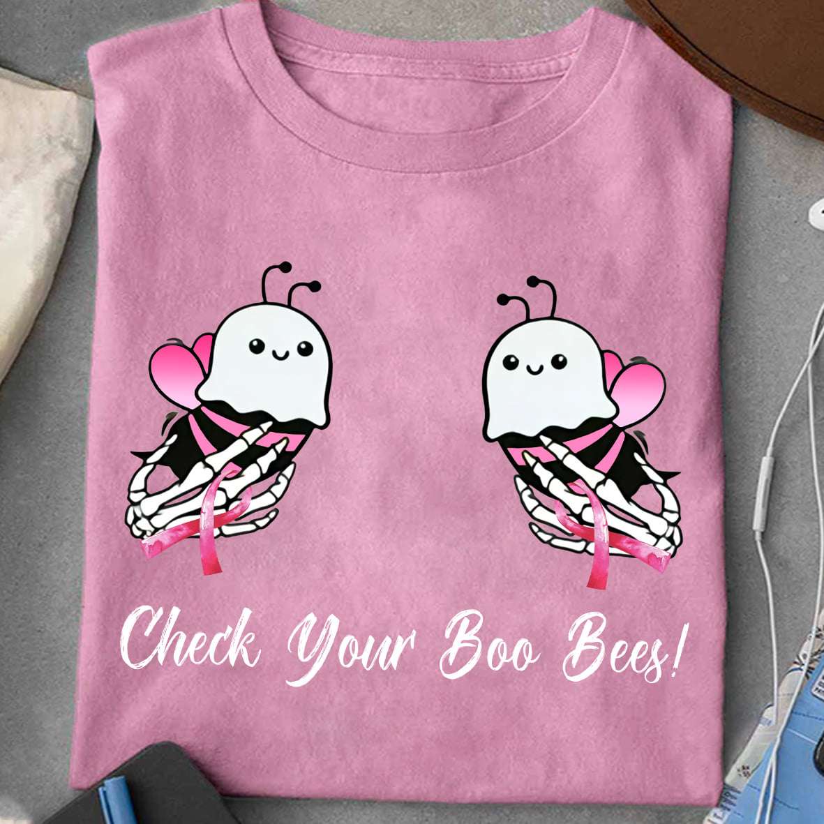 Boo Bees Breast Cancer Ribbon - Check Your Boo Bees