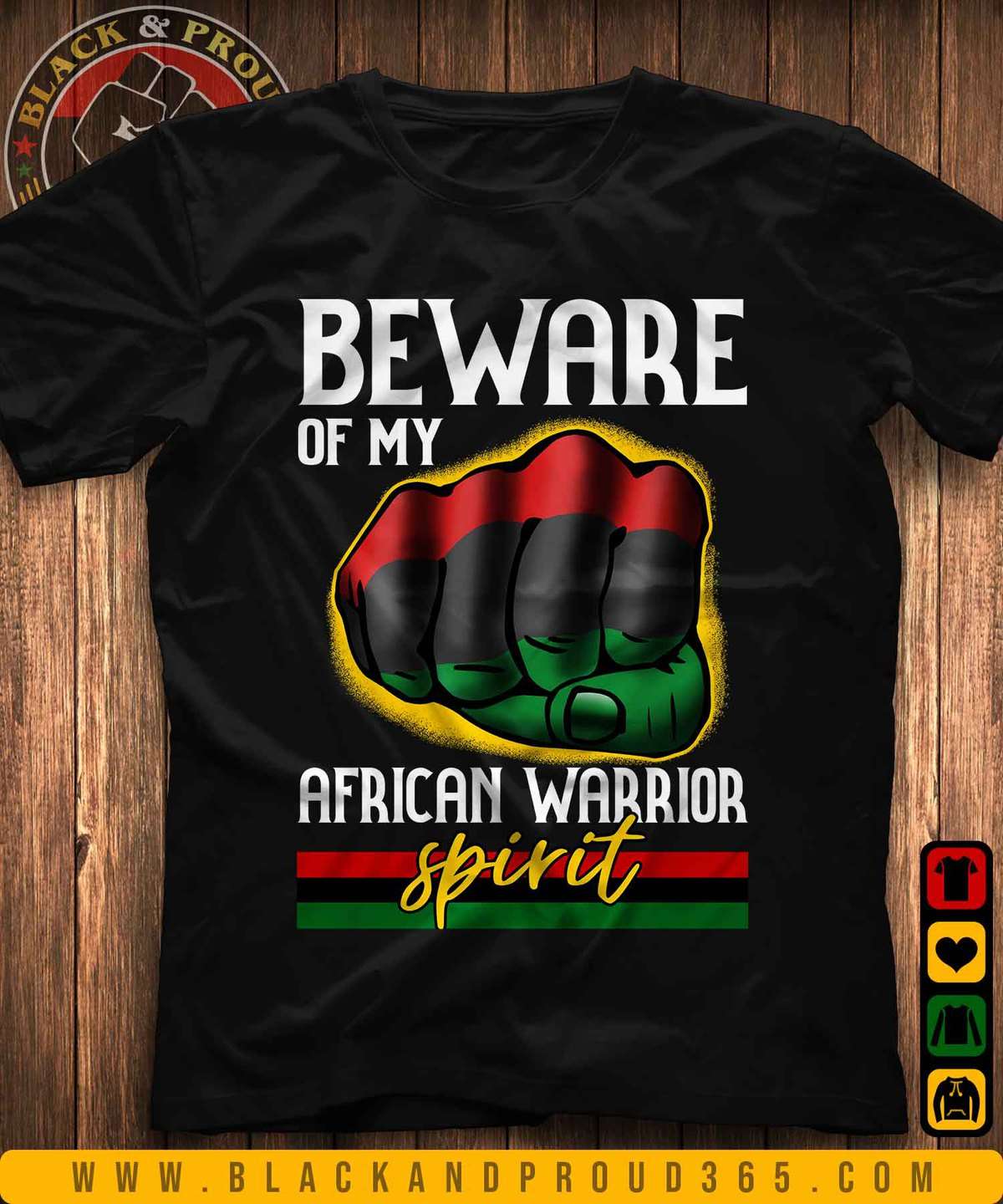 African Flag, Black Person Hand - Beware of my african warrior spirit