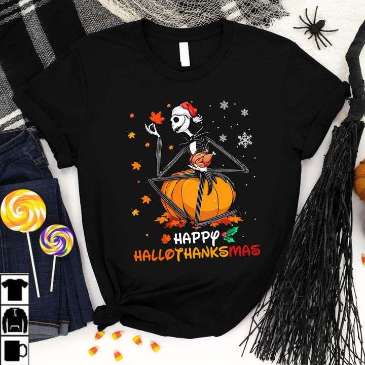 Skellington With Grilled Chicken, Fall leaves, Snow Christmas - Hallothanksmas