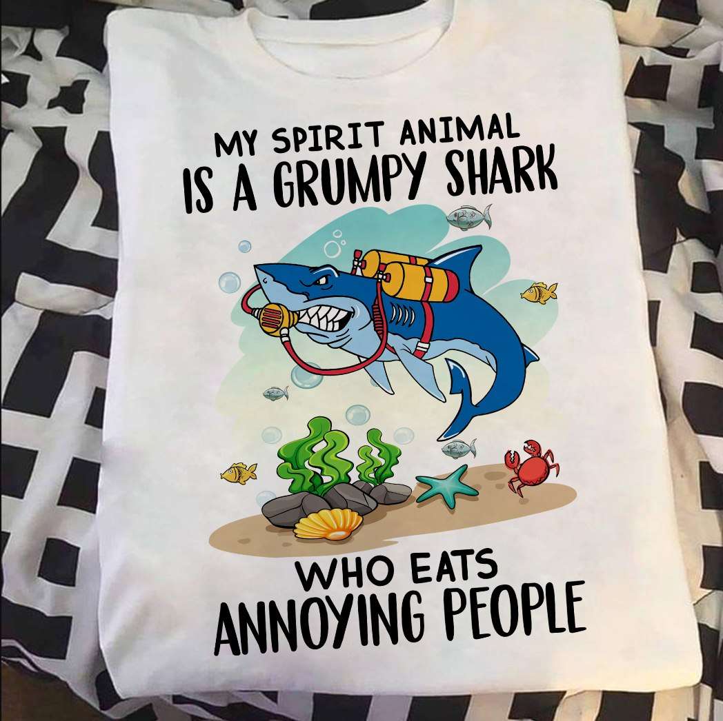 Grumpy Shark, Ocean Shark - My spirit animal is a grumpy shark who eats annoying people