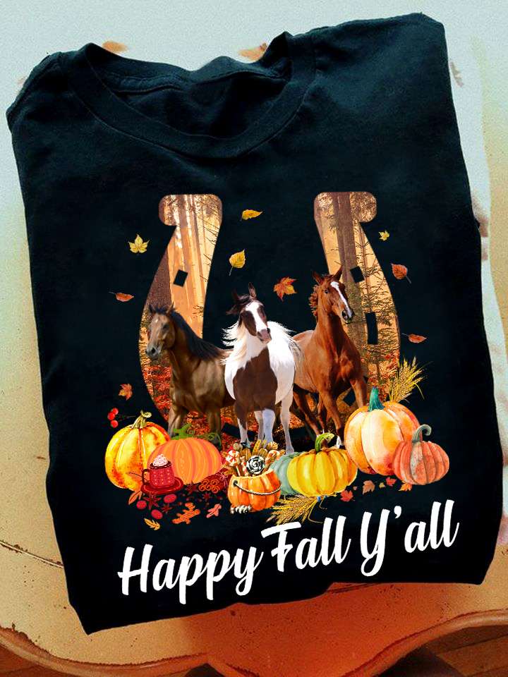 Horse And Pumpkin, Horse Lover Gift, Fall Season - Happy fall y'all