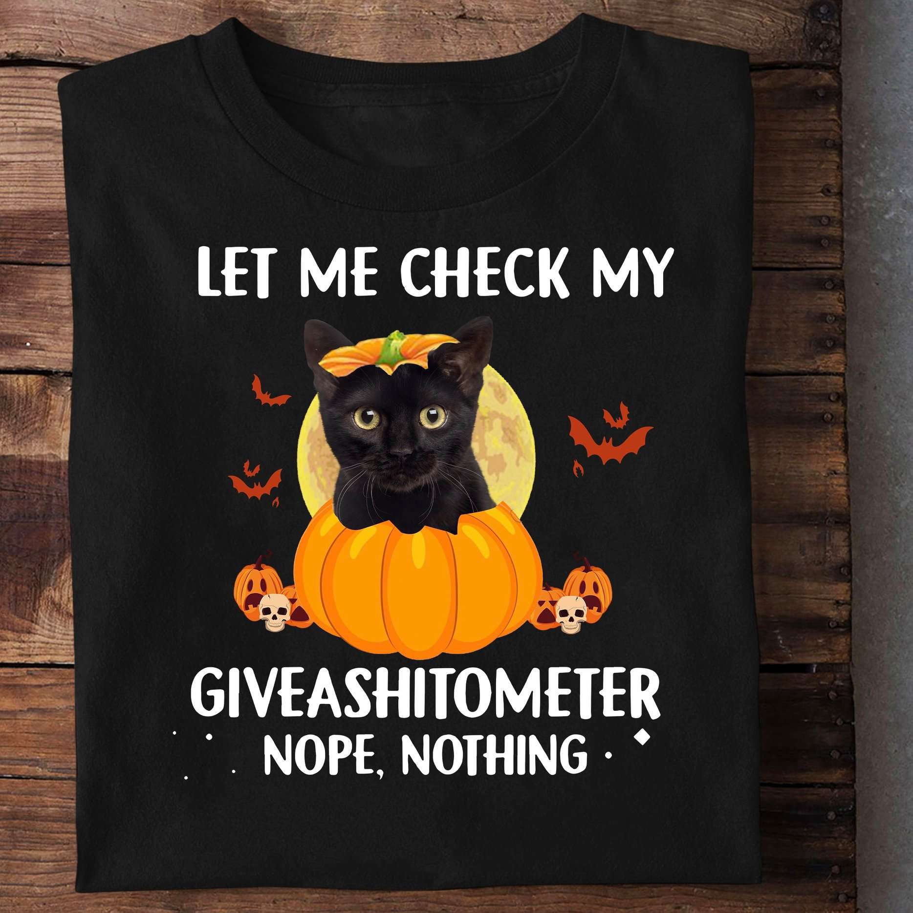 Pumpkin Black Cat, Halloween Costume - Let me check my giveashitometer nope nothing