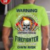 Firefighter Skull - Warning grumpy sarcastic unpredictable and unmedicated firefighter annoy at your own risk