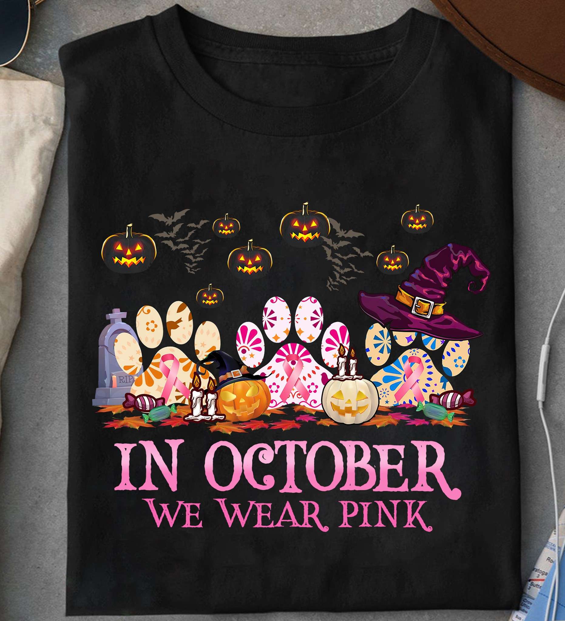 Halloween Spooky Graves, Breast Cancer Awareness - In october we wear pink