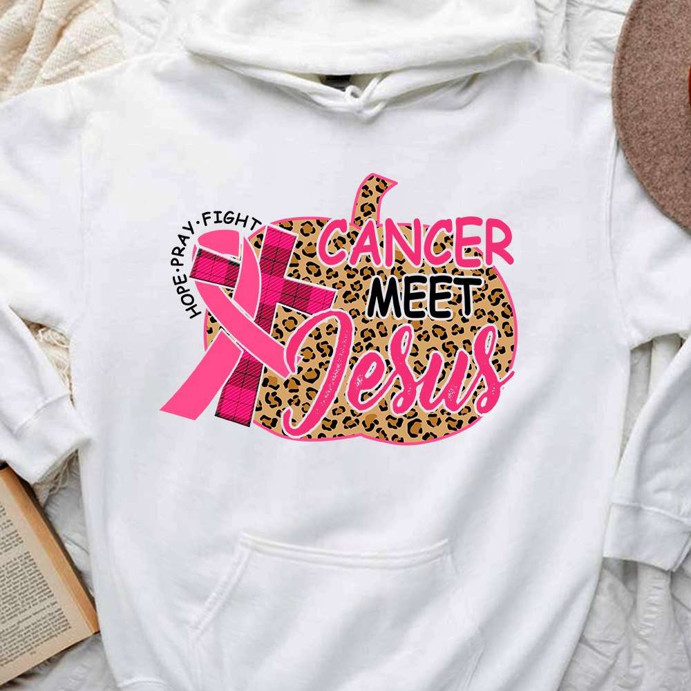 Breast Cancer Pumpkin - Hope pray fight cacner meet Jesus
