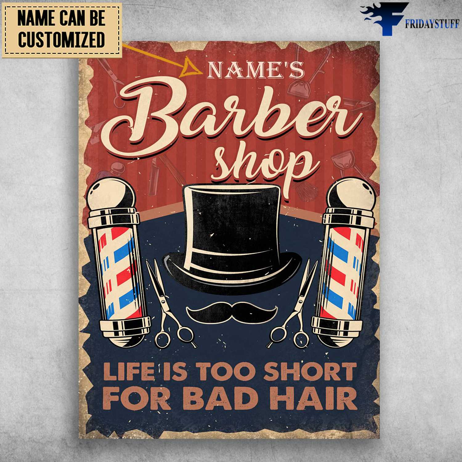 Barber Shop Poster, Life Is Too Short, For Bad Hair, Baber Lover