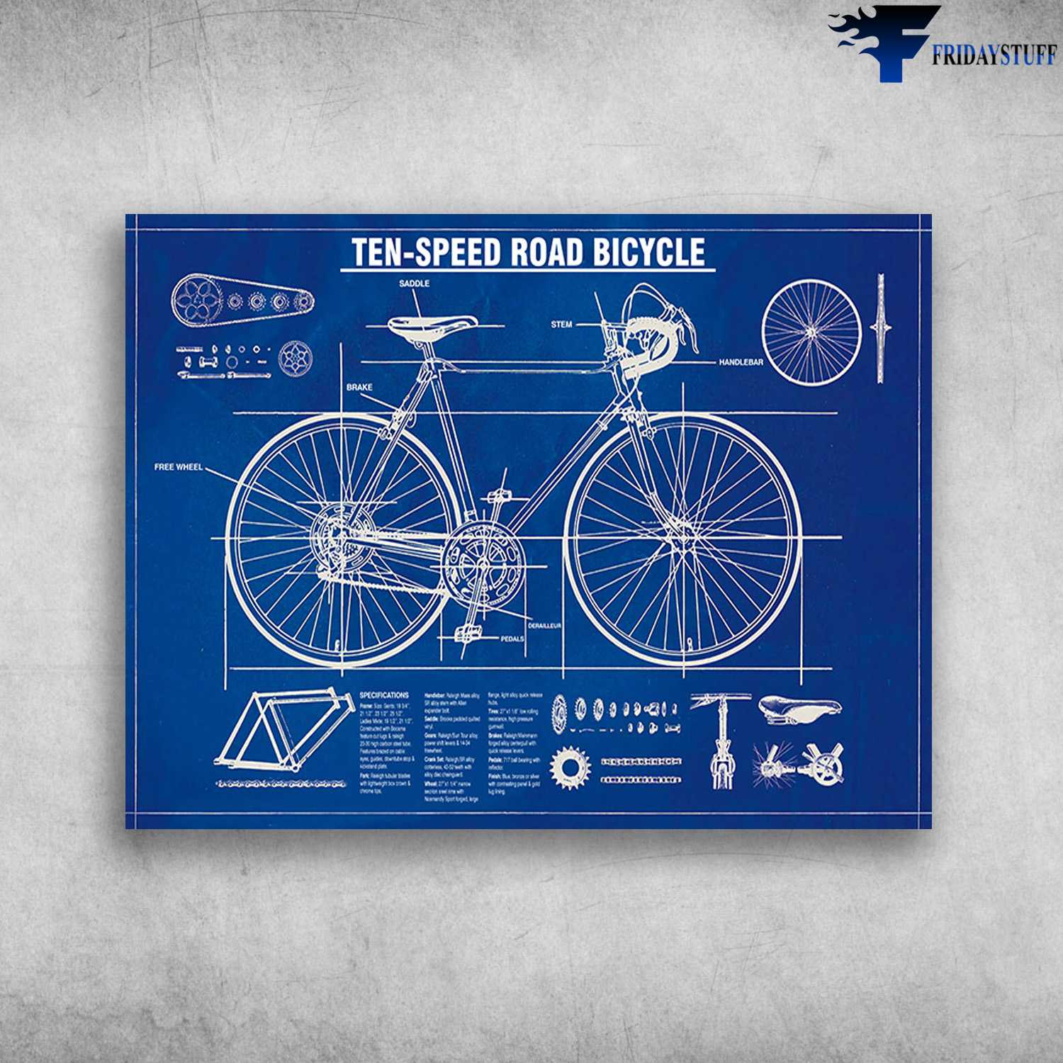 Bicycle Knowledge - Ten-Speed Road Bicycle, Bicycle Lover, Biker Poster