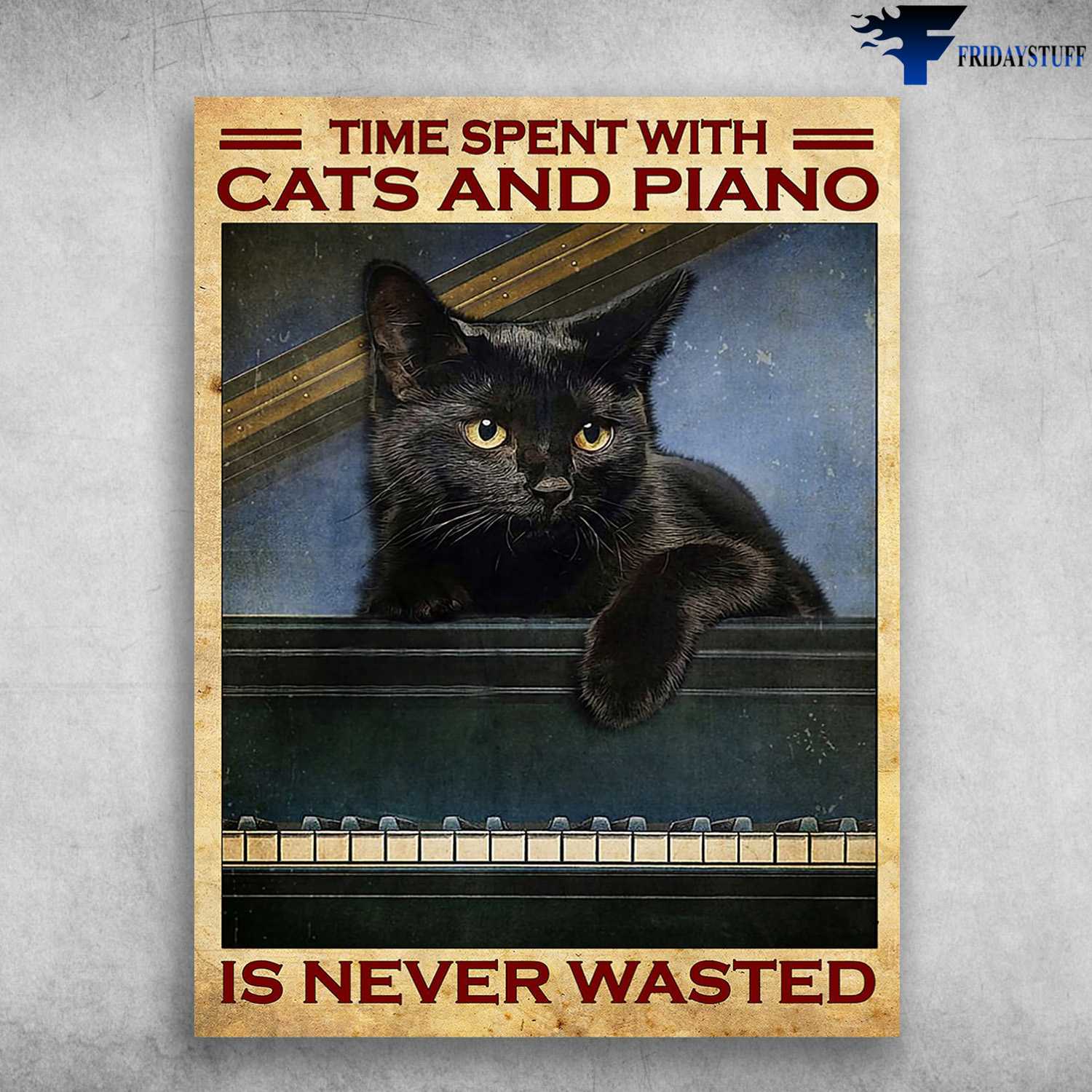 Black Cat, Piano Lover - Time Spent With Cats And Piano, Is Never Wasted