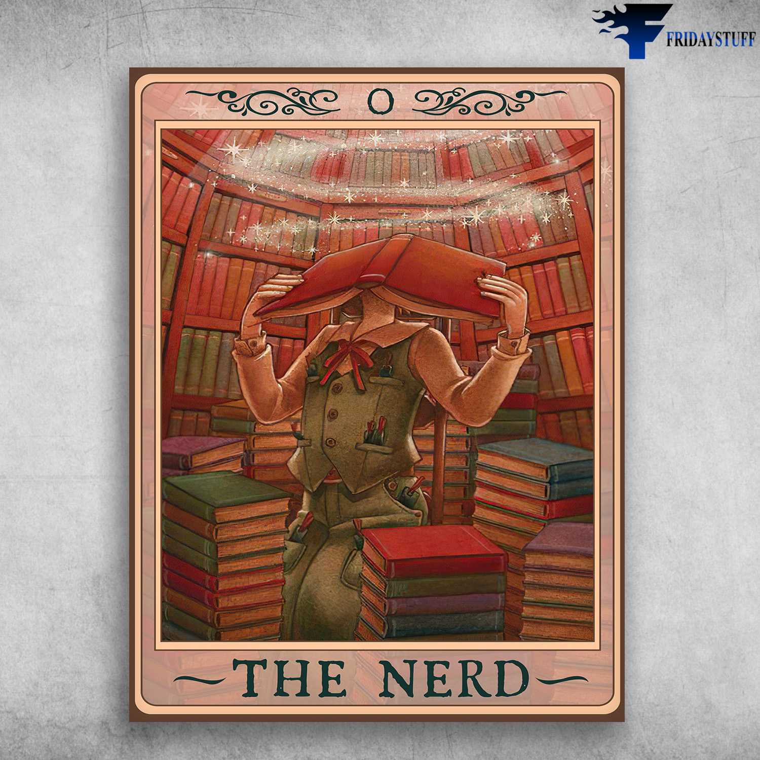 Book Lover, Library Poster, Girl Reading - The Nerd