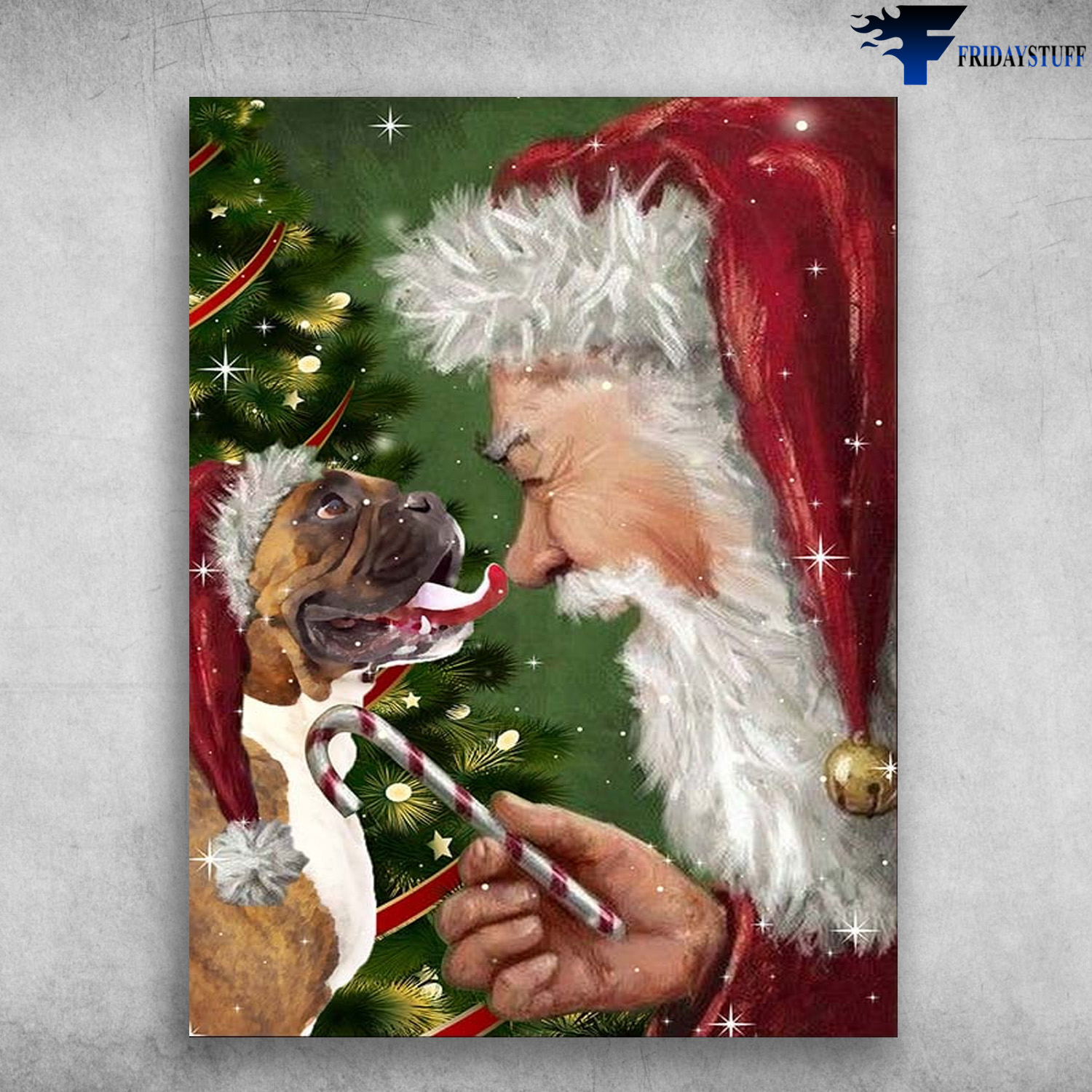 Boxer Dog, Santa And Dog, Christmas Poster