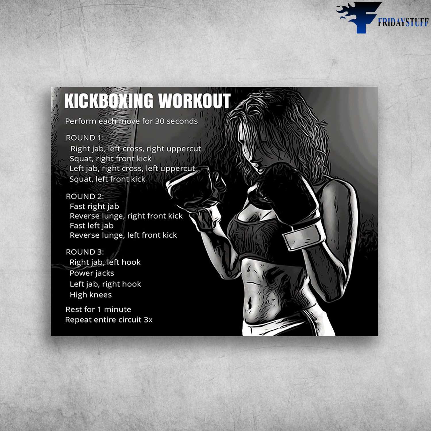 Boxing Girl, Boxing Lover - Kickboxing Workout, Perform Each Move For 30 Seconds, Right Jab, Left Cross, Right Uppercut