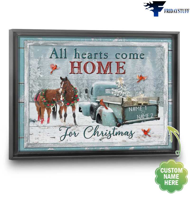 Cardinal Bird, Horse And Truck, Christmas Poster - All Heart Come Home, For Christmas