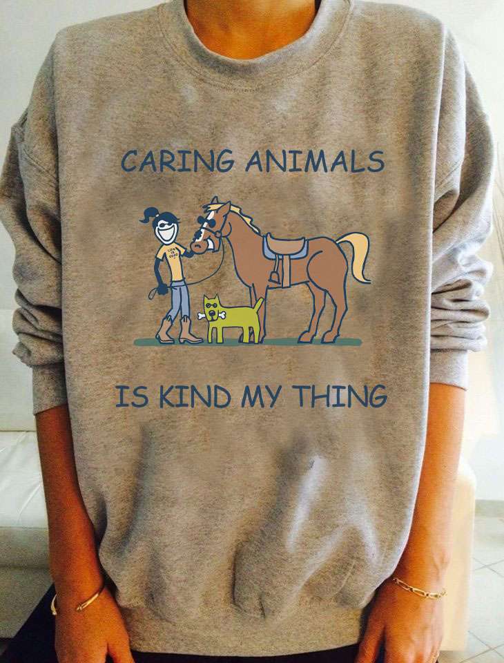 Caring animals is kind my thing - Girl loves horse, horse and dog