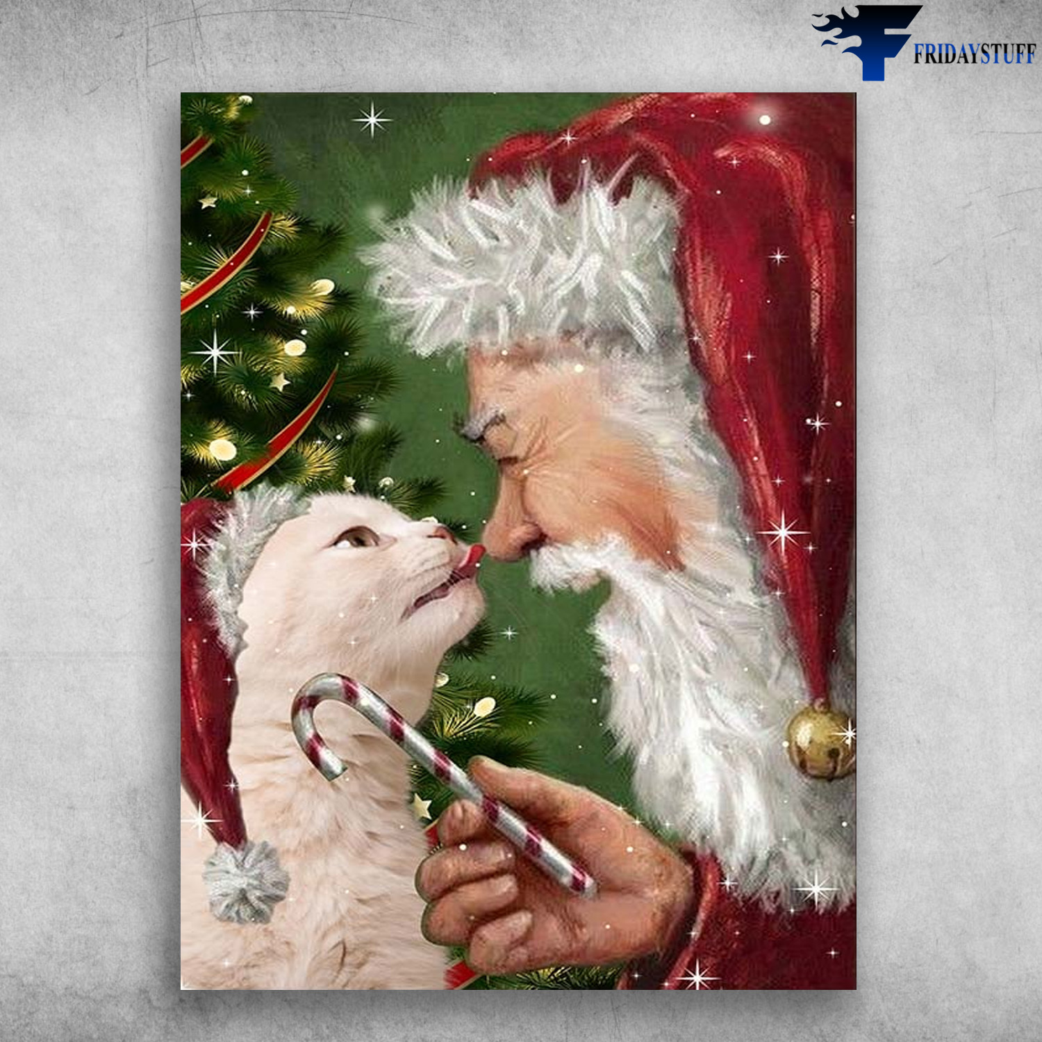 Christmas Cat, Santa And Cat, Christmas Poster