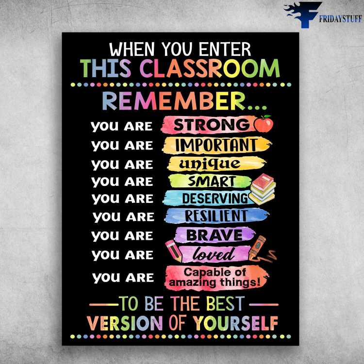 Classroom Rules, Classroom Poster - When You Enter This Classroom, Remember You Are Strong, You Are Important, You Are Unique, To Be The Best Version Of Yourself