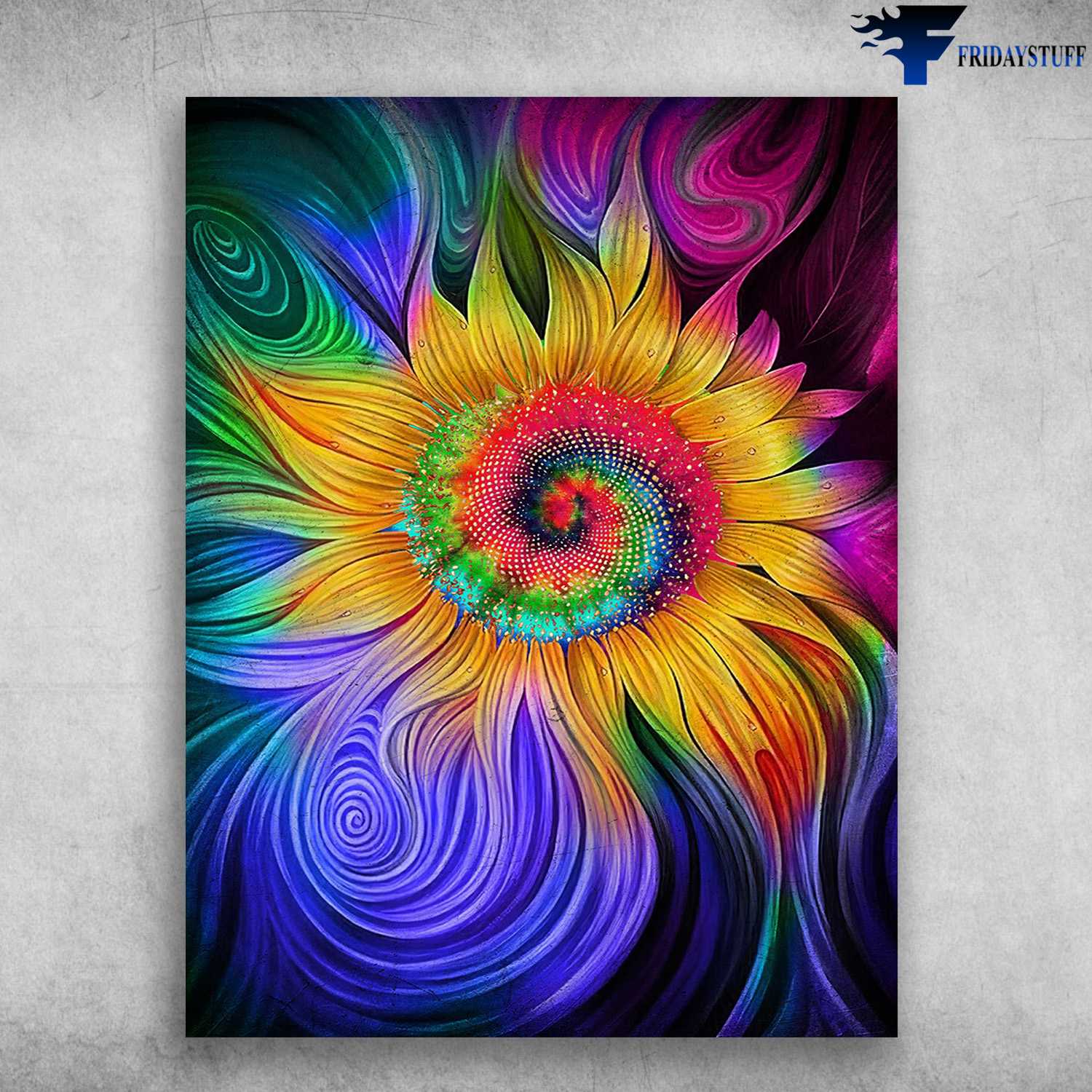 Colorful Flower, Sunflower Poster, Colorful Art